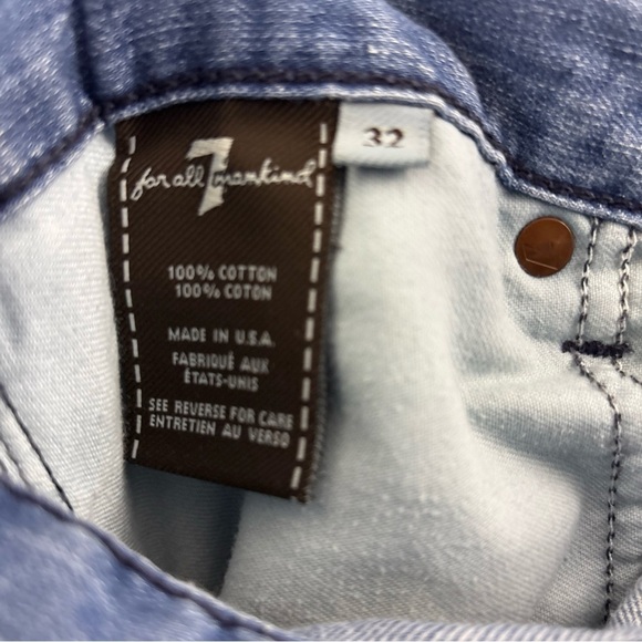 7 For All Mankind Mens Relaxed Straight Blue Jeans 32x35 Rare Light Wash Denim - Picture 11 of 12